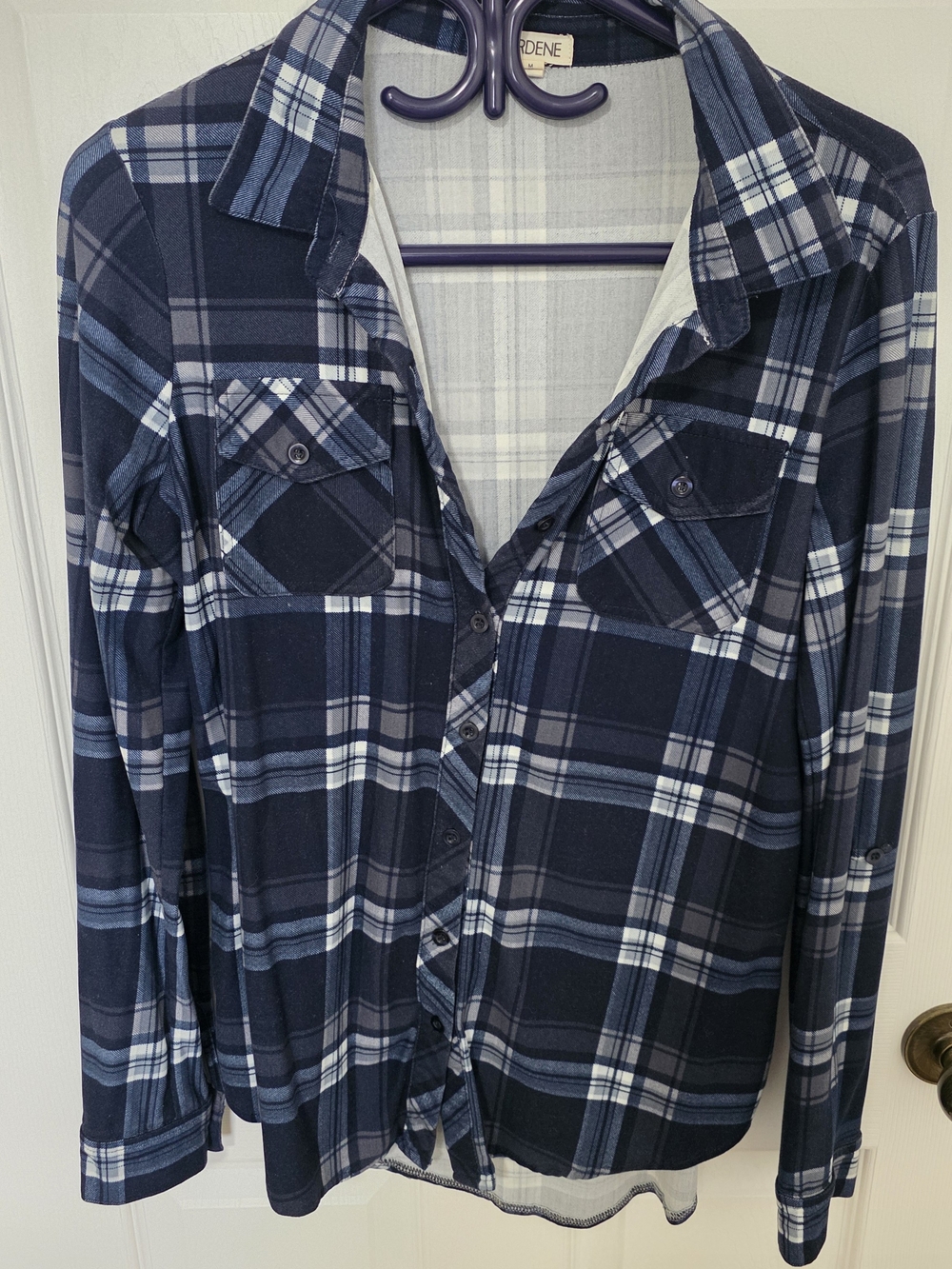 Ardene Navy & Light Blue Plaid Button-Up Shirt